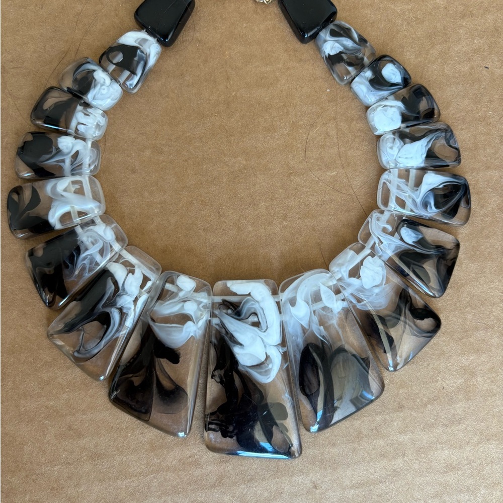 NWO- Elegant Black / White Statement Necklace / Earring set.